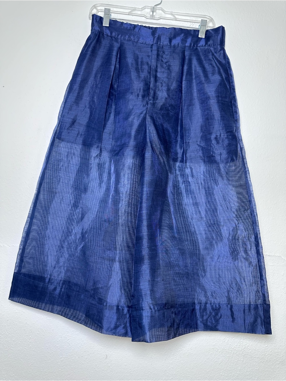 NWT Anthropologie Dolan Sheer Crop Culottes Wide Leg Organza Trousers Pants Navy - Picture 3 of 16